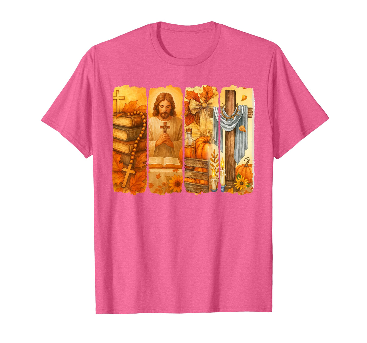 Fall Vibes Cozy Season Jesus Christian Faith Brushstroke T-Shirt