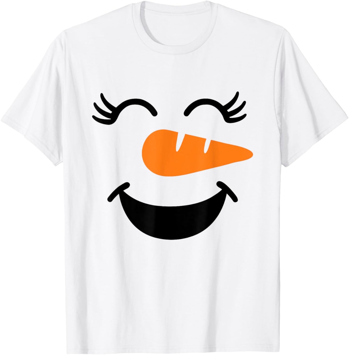 Snowman Girl Face Funny Christmas Family Matching Christmas T-Shirt - T-Shirt | White