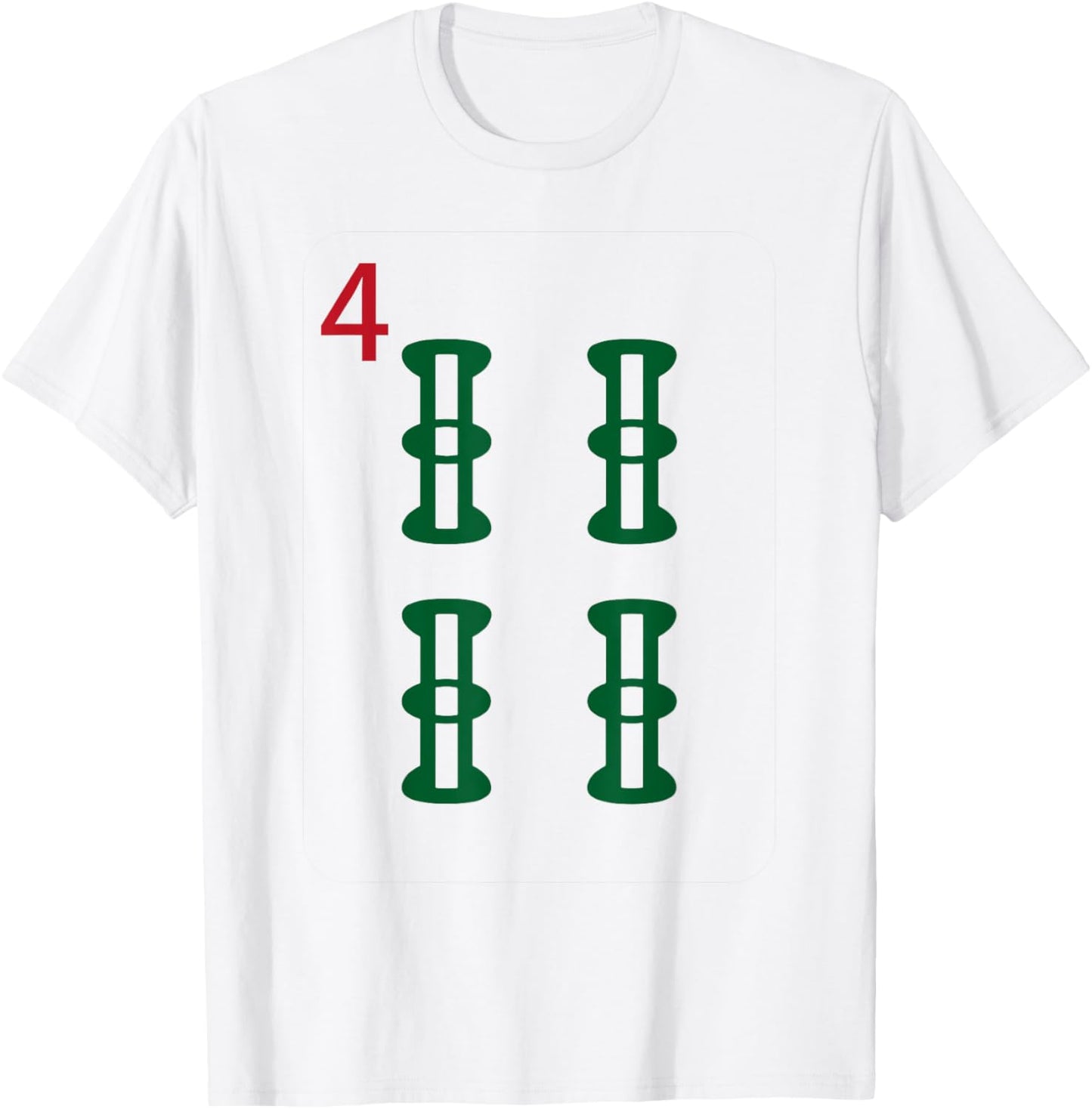 Chinese Mah Jong Bamboo Sozu Four Tile Mahjong Costume T-Shirt - T-Shirt | White