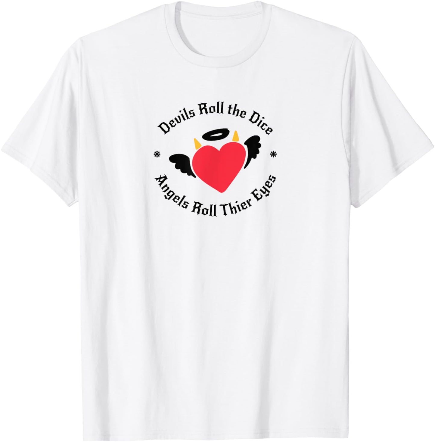 Devil Dice Quotes Halloween Doodles Devil Angel Cute T-Shirt - T-Shirt | White