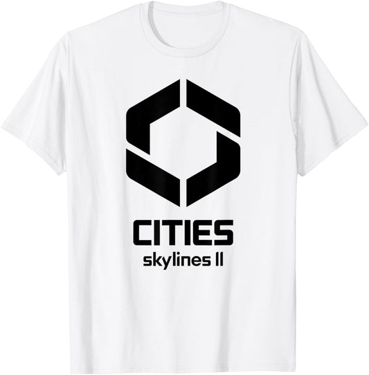 Cities Skylines II game logo black T-Shirt - T-Shirt | White