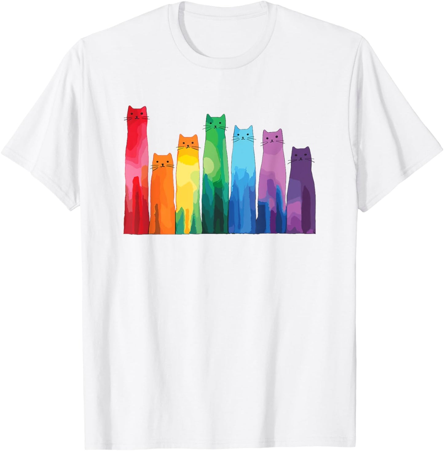 Cats Vibrant Colorful Art Rainbow Cat Lovers T-Shirt - T-Shirt | White
