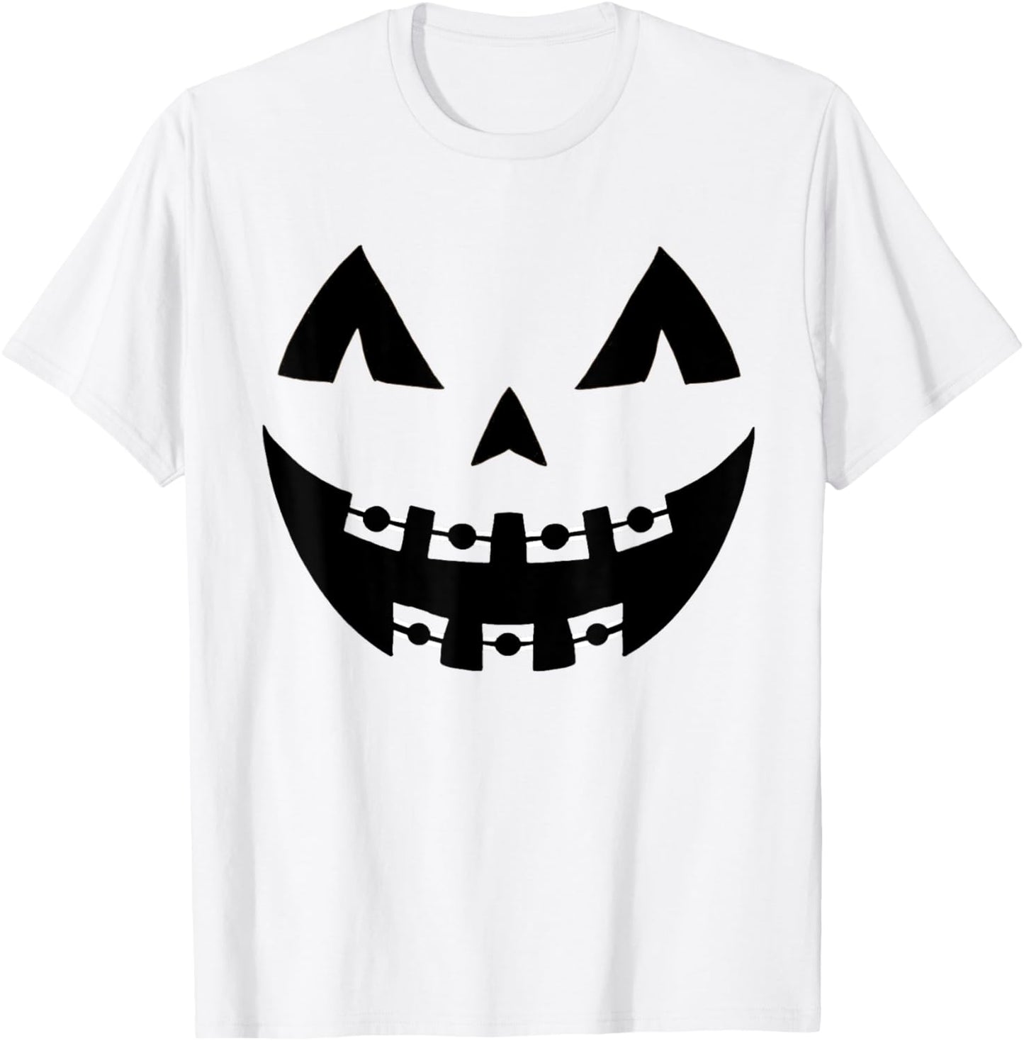 Halloween Jack O Lantern Face Pumpkin Braces Orthodontics T-Shirt - T-Shirt | White