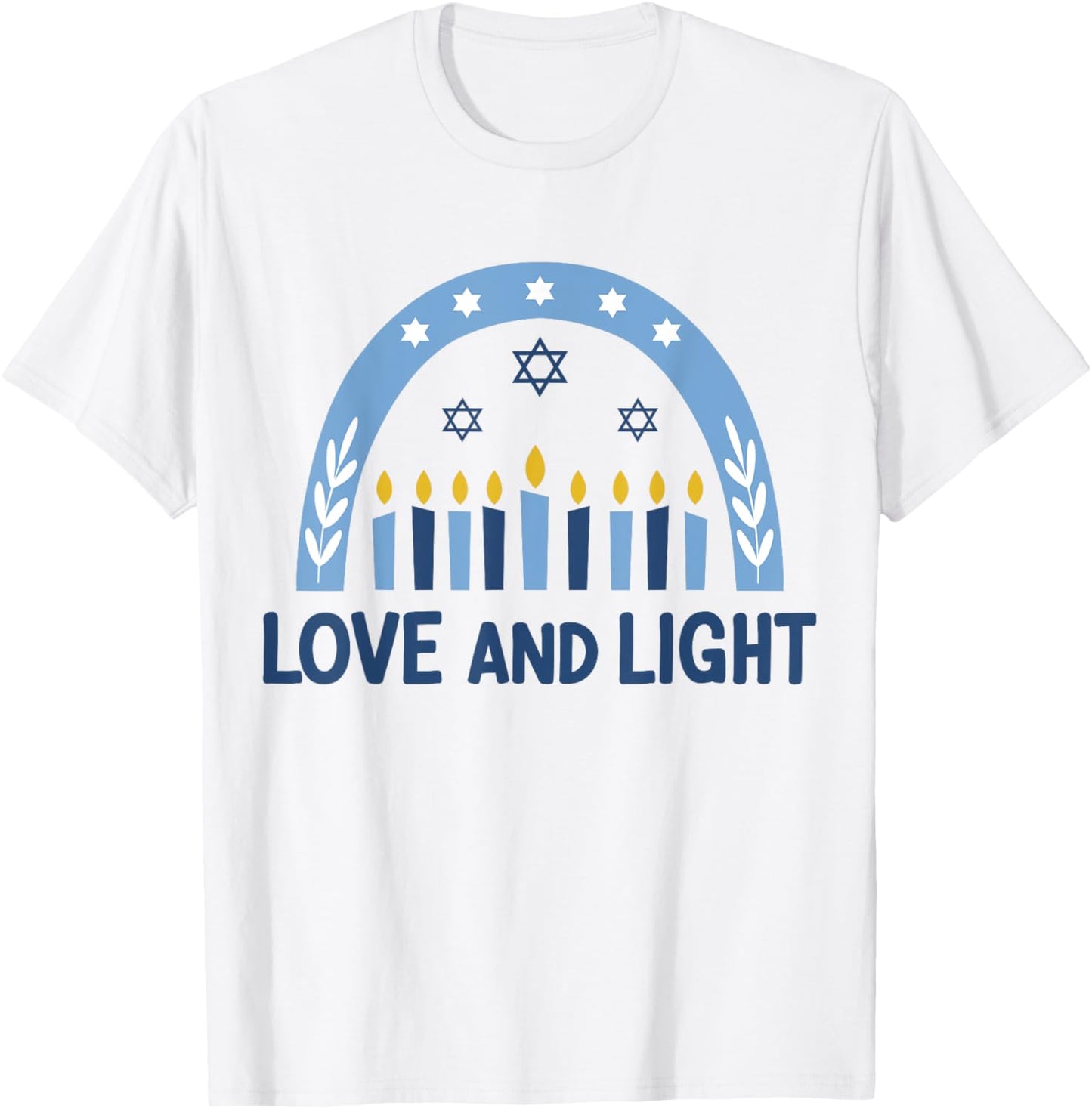 Hanukkah love and light with menorah candles rainbow T-Shirt - T-Shirt | White