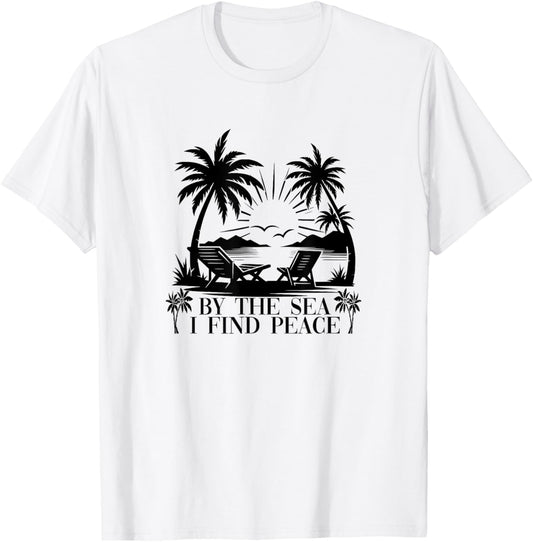 Beach Trip Sea Summer Vacation By The Sea I Find Peace T-Shirt - T-Shirt | White