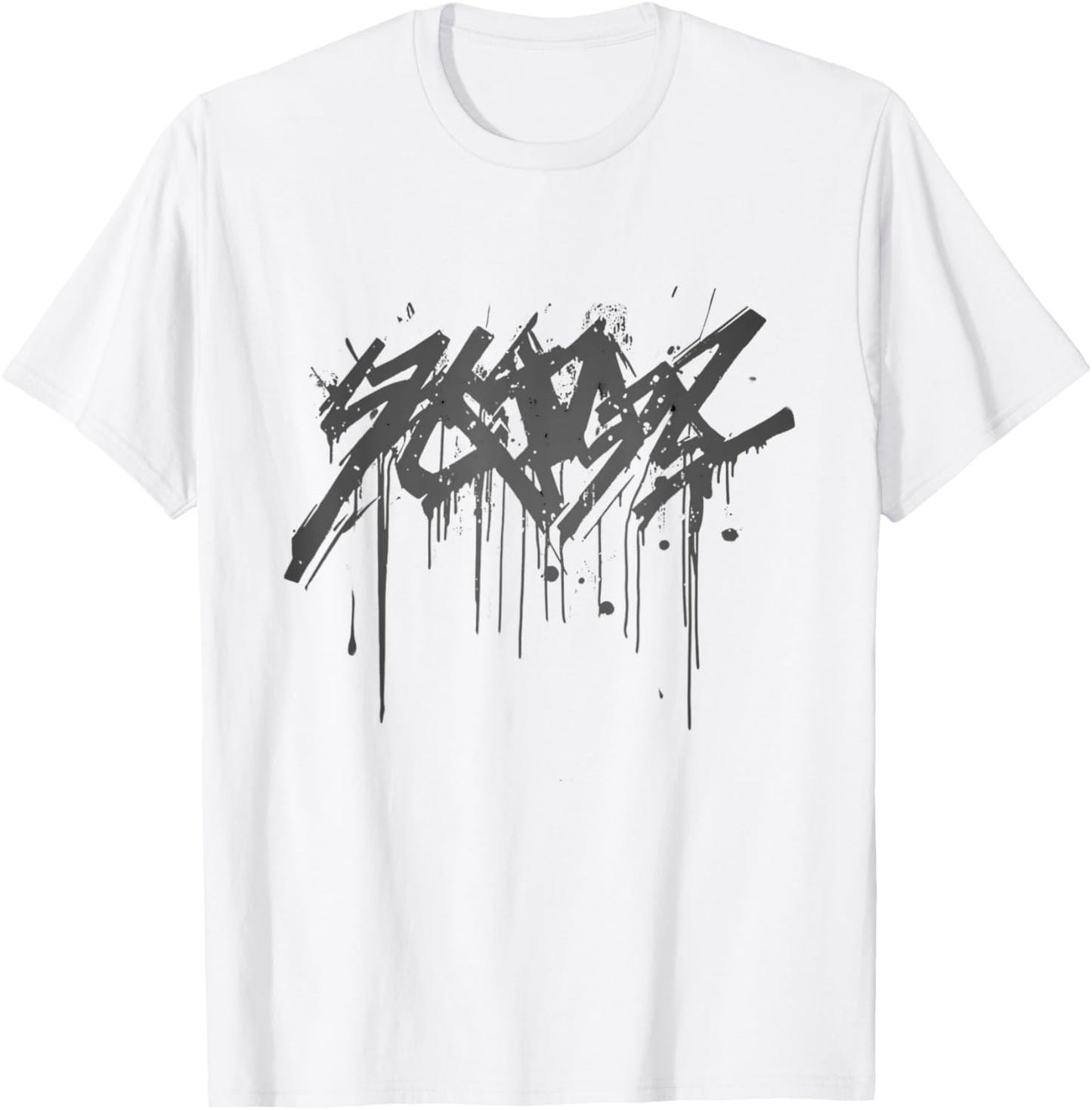 Abstract Graffiti - Black Spray Paint Graffiti Graphic T-Shirt - T-Shirt | White