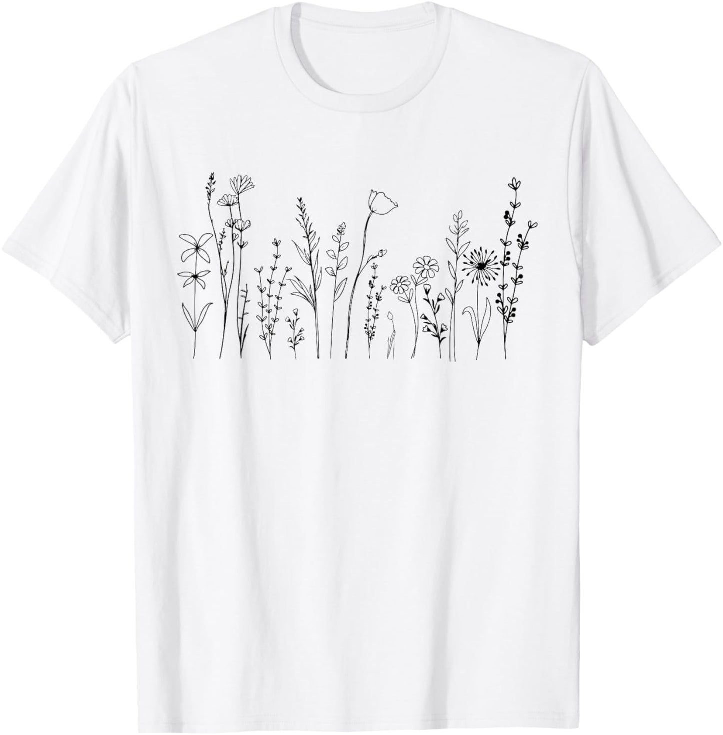 Vintage Flower Graphic Wildflower Floral Gardening T-Shirt - T-Shirt | White