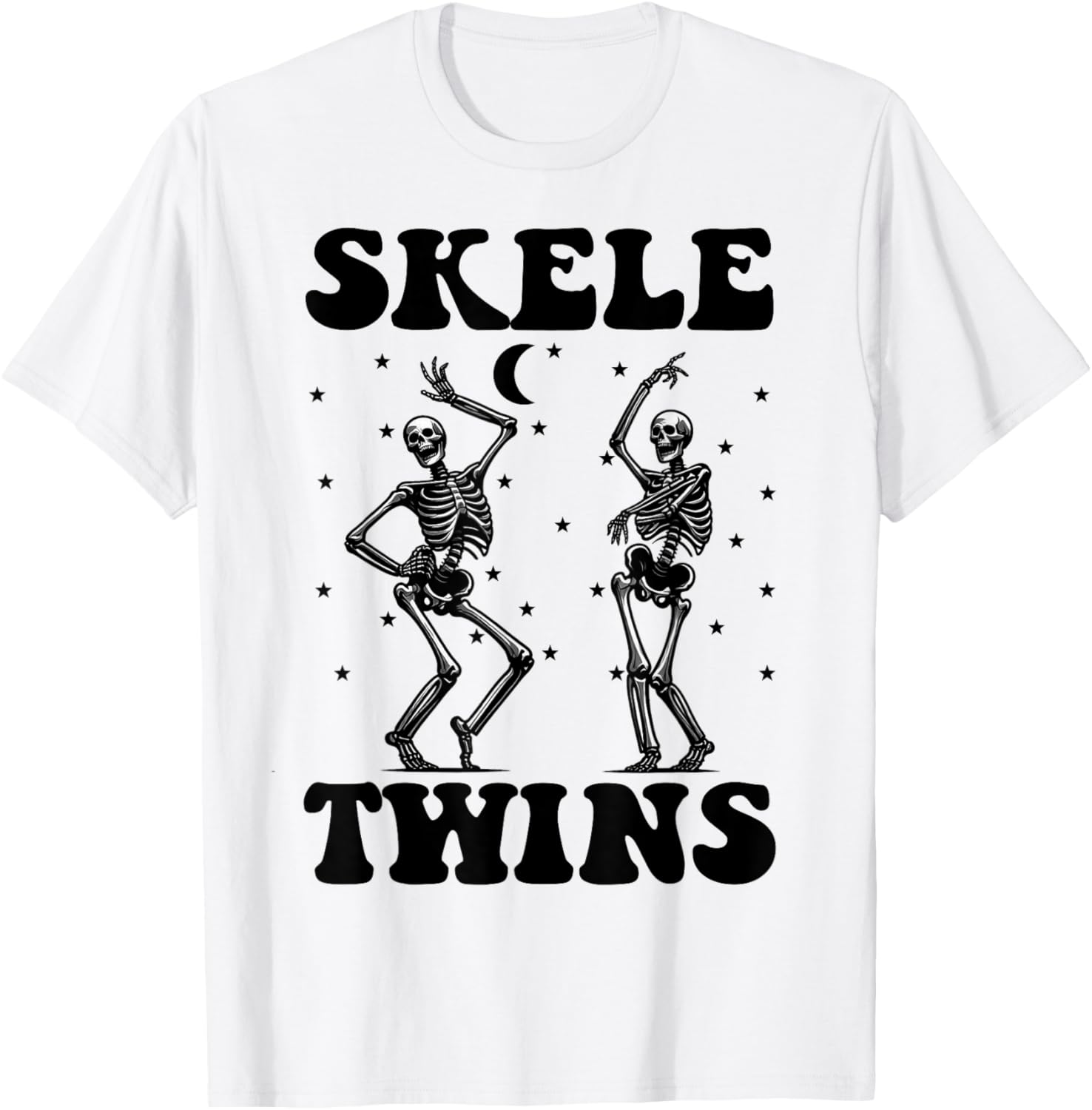 Twins Halloween Matching Skeletwins Funny Dancing Skeletons T-Shirt - T-Shirt | White