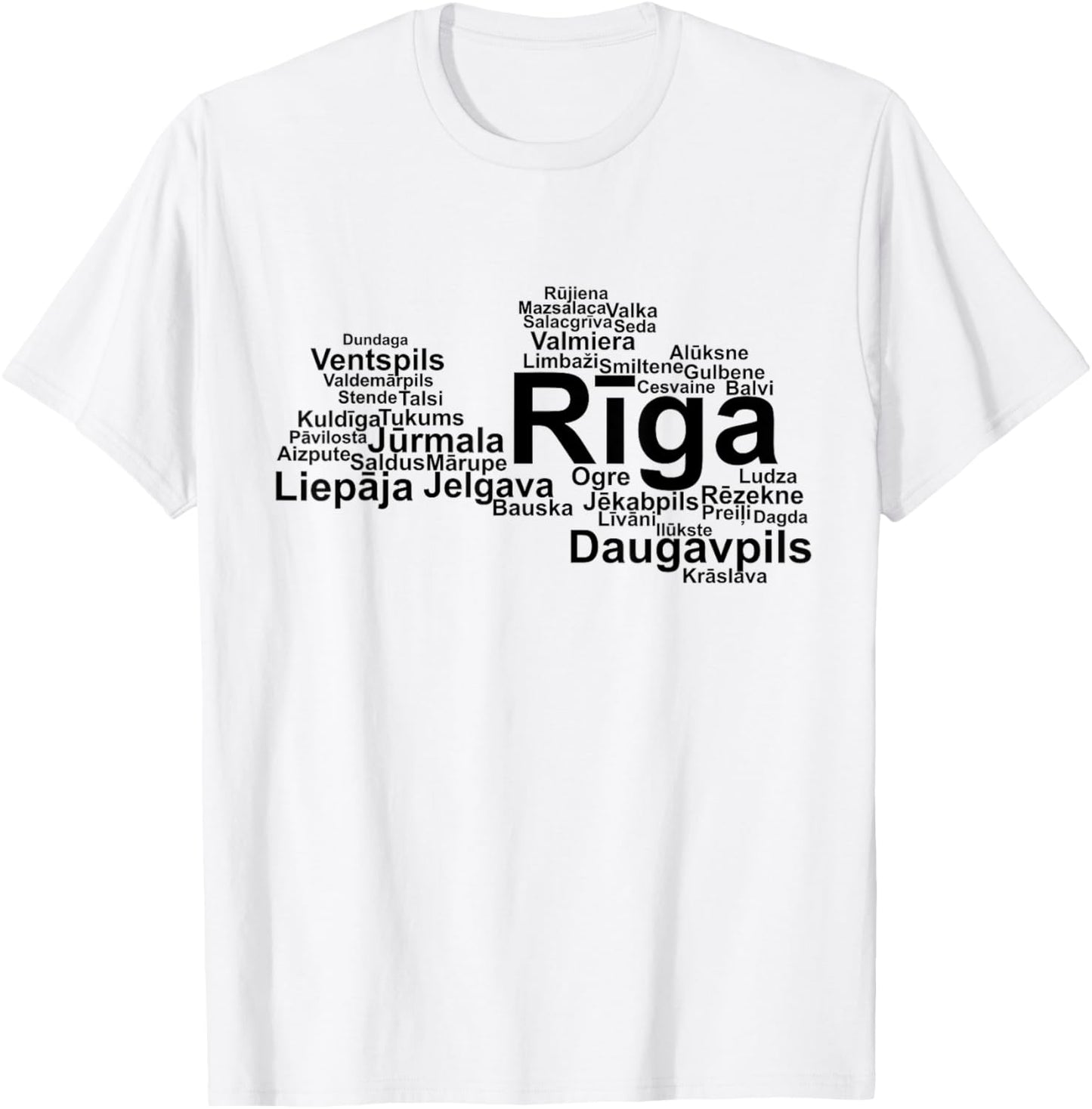 Latvian Towns, Latvia Pride, Latvia Outline, Latvia T-Shirt - T-Shirt | White