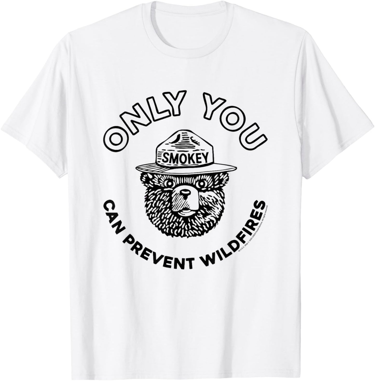 Smokey Bear Only You Can Prevent Forest Fires Minimal Logo T-Shirt - T-Shirt | White
