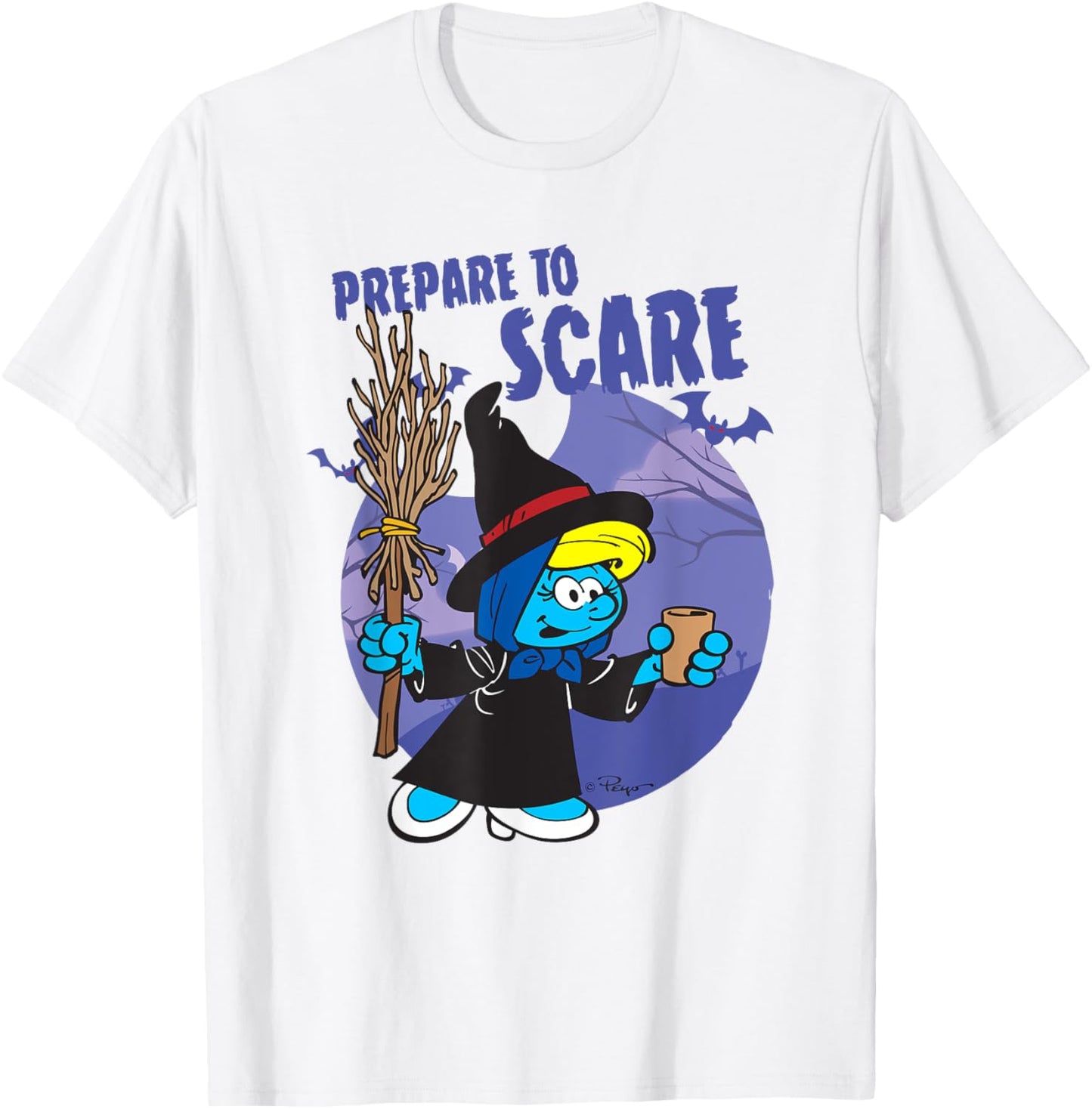 The Smurfs Prepare to Scare Witch Halloween Retro Cartoon T-Shirt - T-Shirt | White
