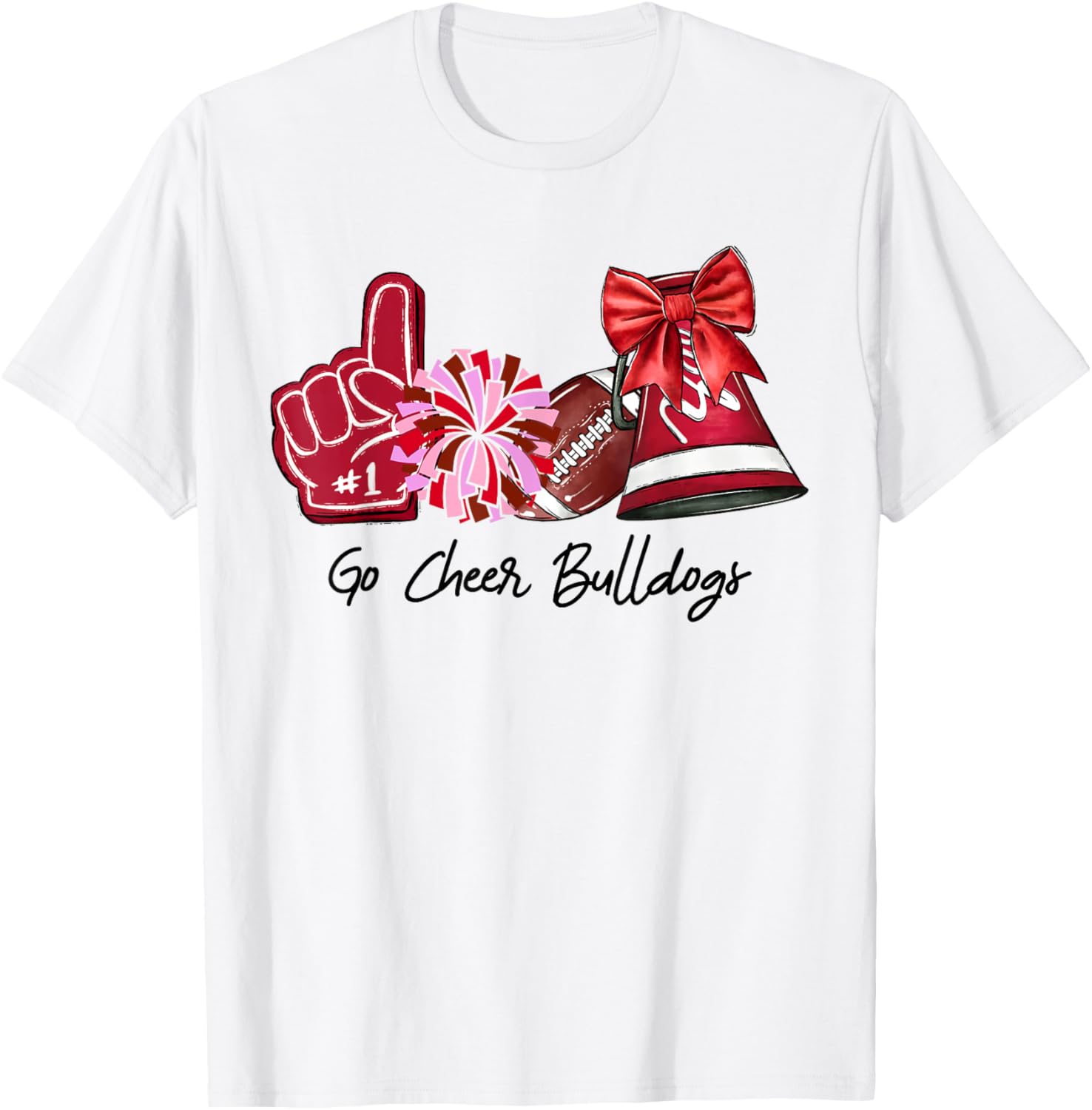 Go Cheer Bulldogs Sports Name Gifts Men Women Boy Girl T-Shirt - T-Shirt | White