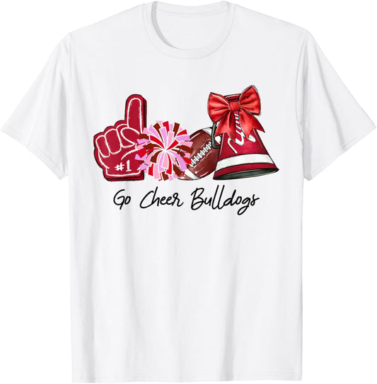 Go Cheer Bulldogs Sports Name Gifts Men Women Boy Girl T-Shirt - T-Shirt | White