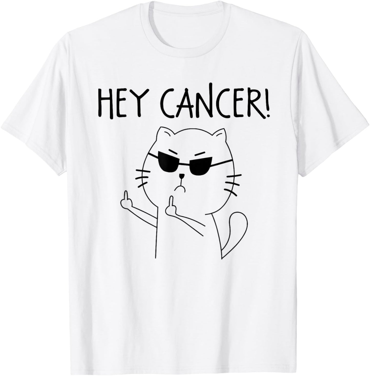 Hey Cancer F Funny Cat Middle Finger T-Shirt - T-Shirt | White