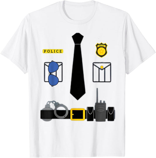 Halloween Policeman Costume Halloween Police Officer Costume T-Shirt - T-Shirt | White