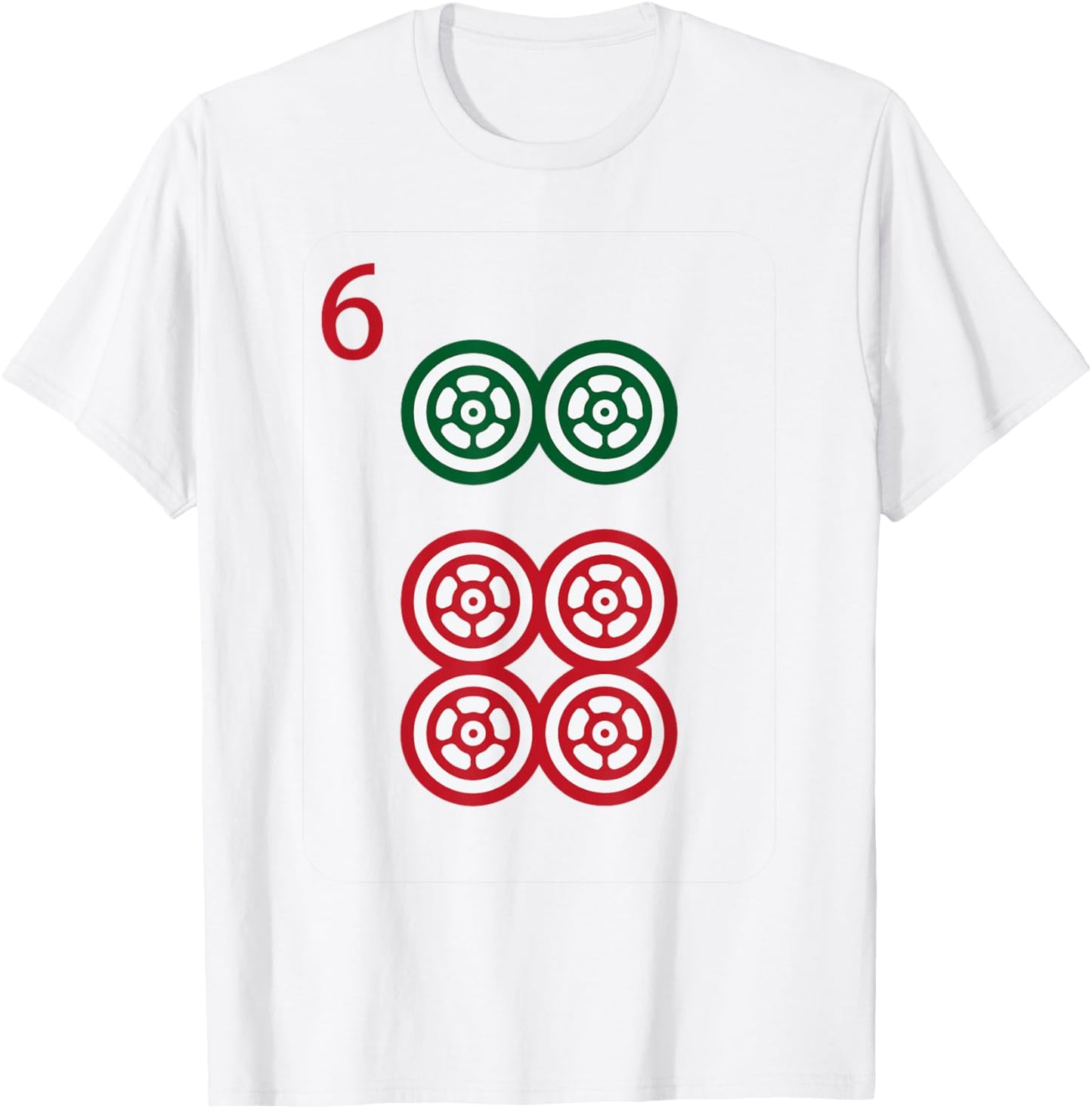 Chinese Mah Jong Dots Pinzu Six Tile Mahjong Costume T-Shirt - T-Shirt | White
