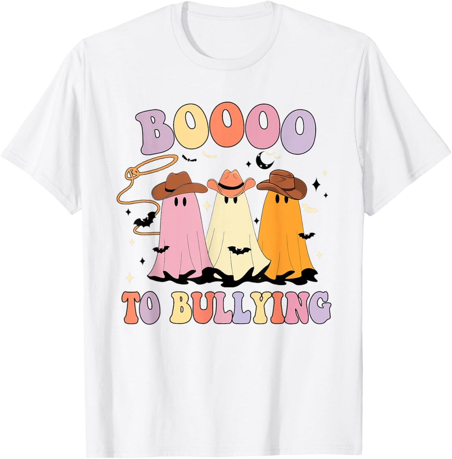 Boo To Bullying Cowboy Anti Bullying Ghost Unity Day Orange T-Shirt - T-Shirt | White