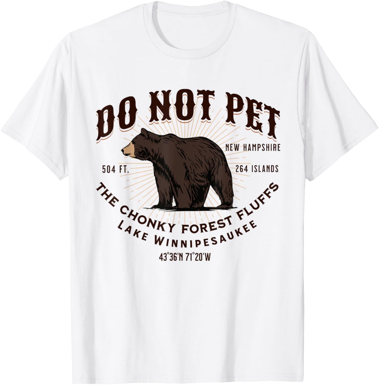 Lake Winnipesaukee New Hampshire Black Bear Funny Souvenir T-Shirt - T-Shirt | White