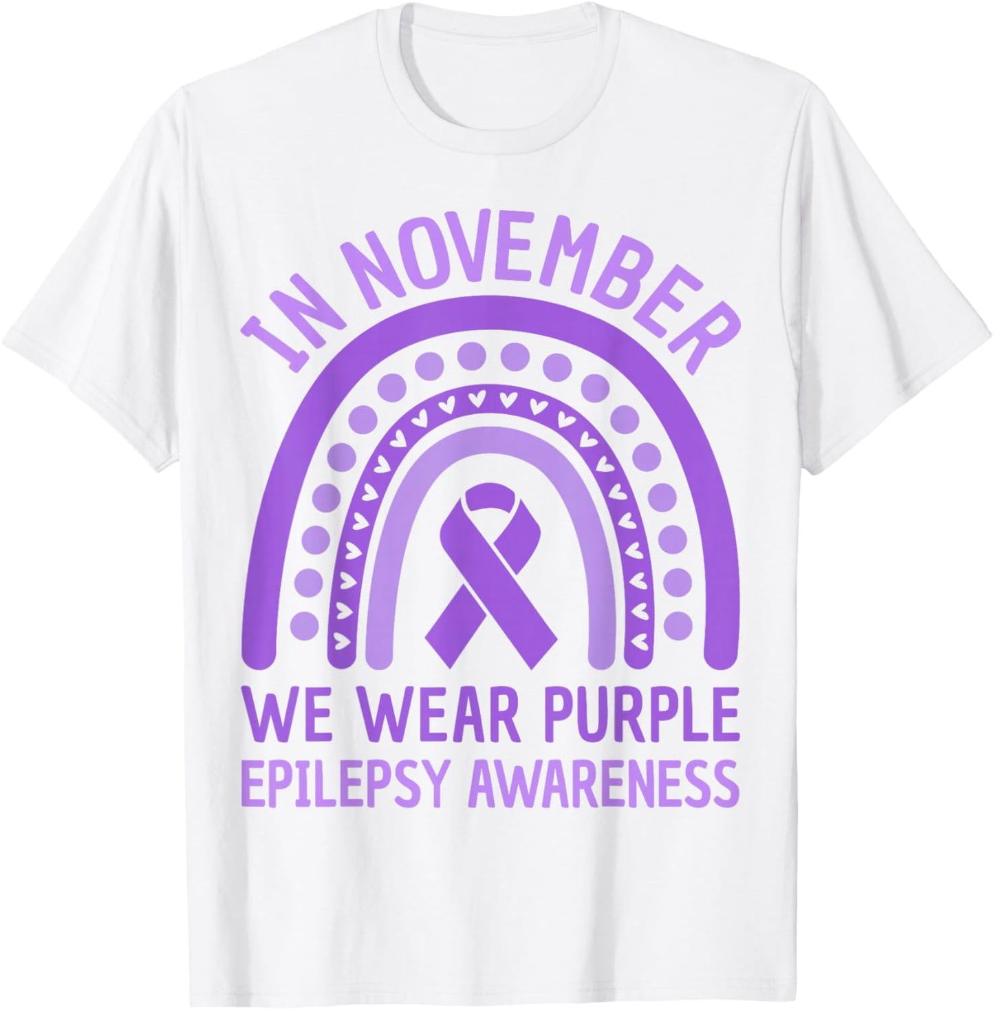 In November We Wear Purple Epilepsy Awareness Purple Ribbon T-Shirt - T-Shirt | White