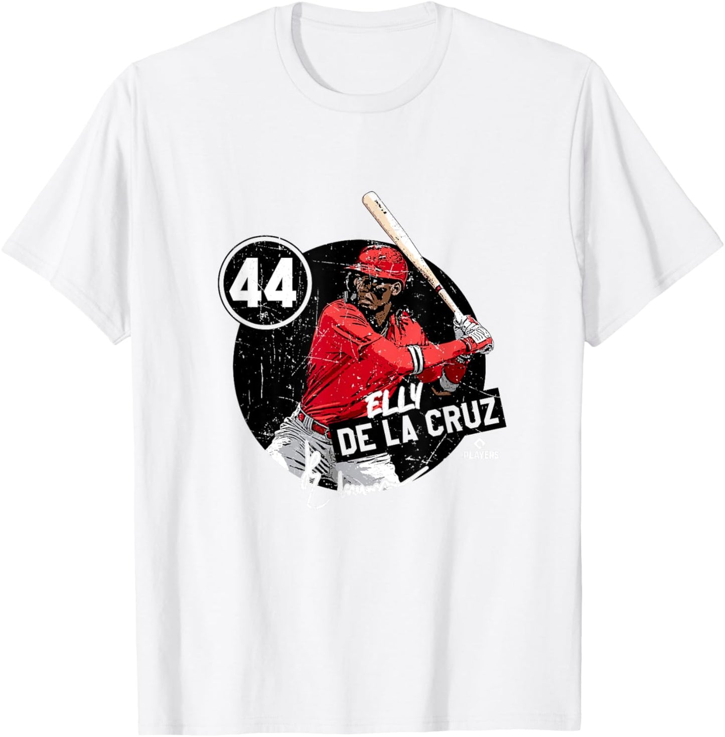 Elly De La Cruz | Cincinnati MLBPA - Red, Small, -Adult, Short Sleeve, Classic Fit, Polyester, Letter Print, Game Theme T-Shirt - T-Shirt | White