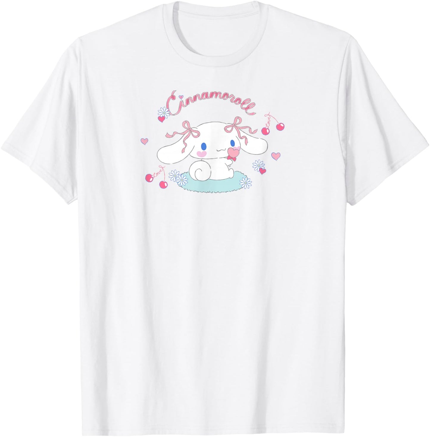 SANRIO Cinnamoroll Cherry Love , White, Small, Short Sleeve, Classic Fit, All Seasons T-Shirt - T-Shirt | White