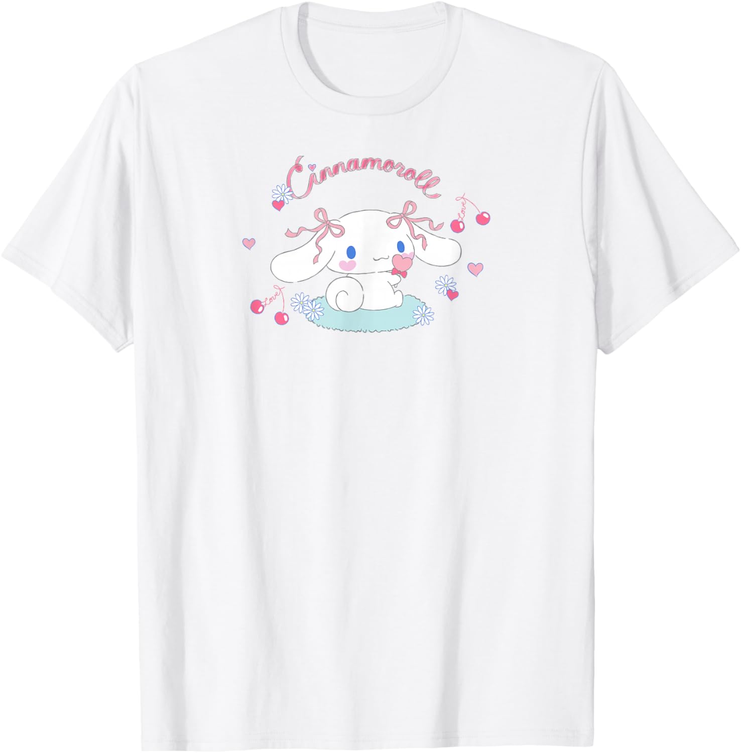 SANRIO Cinnamoroll Cherry Love , White, Small, Short Sleeve, Classic Fit, All Seasons T-Shirt - T-Shirt | White