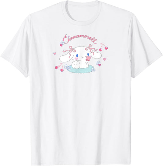 SANRIO Cinnamoroll Cherry Love , White, Small, Short Sleeve, Classic Fit, All Seasons T-Shirt - T-Shirt | White