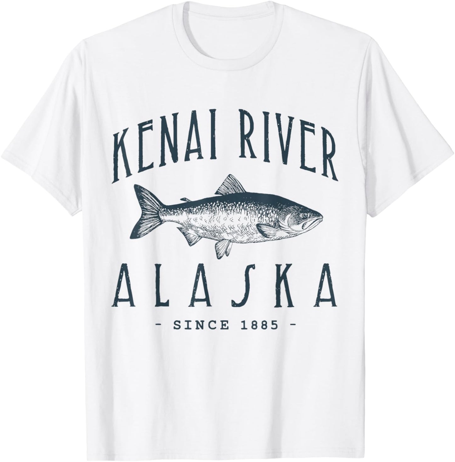 KENAI RIVER ALASKA, a Fishing Retro Design T-Shirt - T-Shirt | White