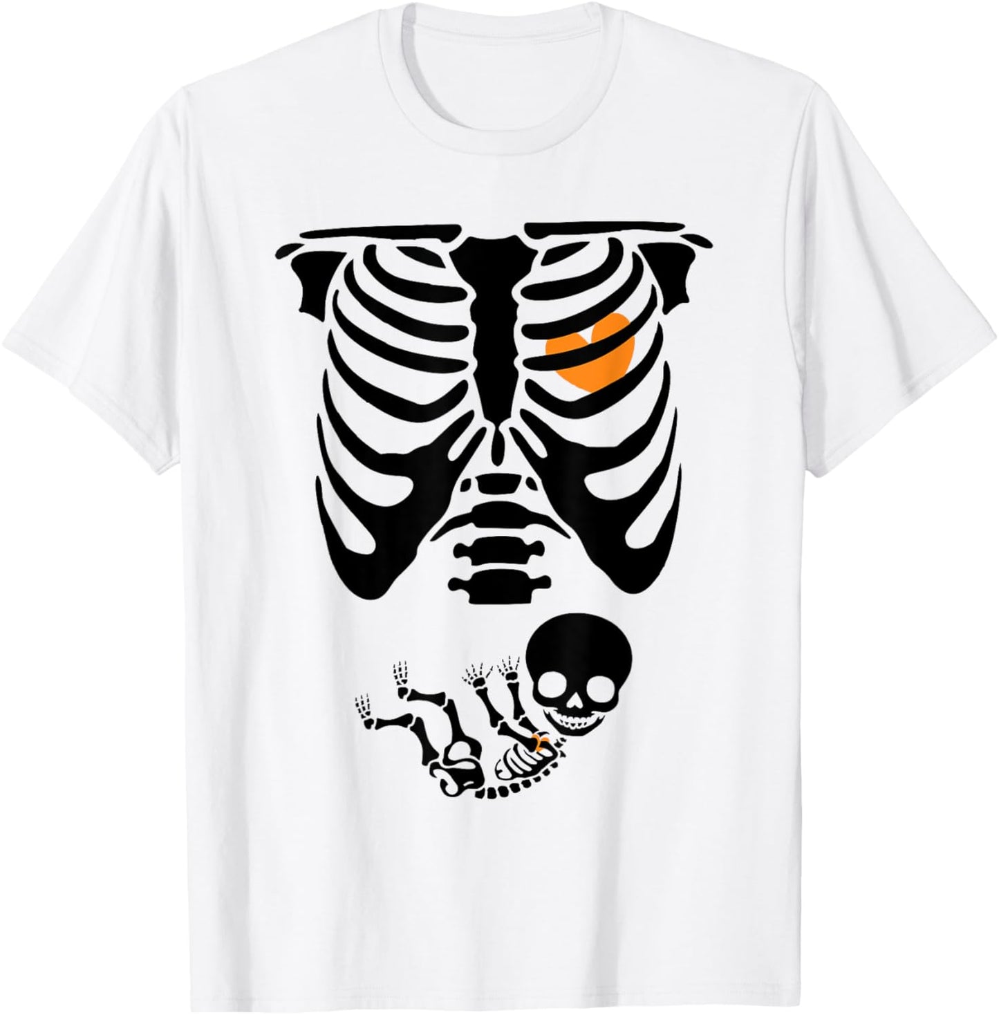 Skeleton Pregnancy Halloween Spooky Mom To Be Baby Reveal T-Shirt - T-Shirt | White