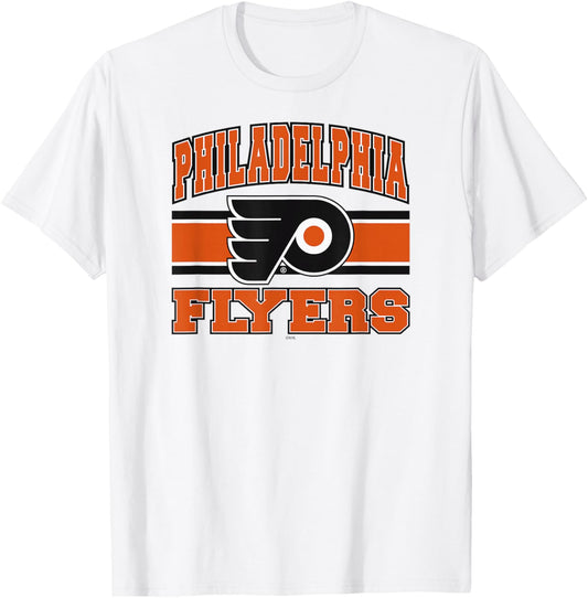 Philadelphia Flyers Stripe Gray Officially Licensed T-Shirt - T-Shirt | White