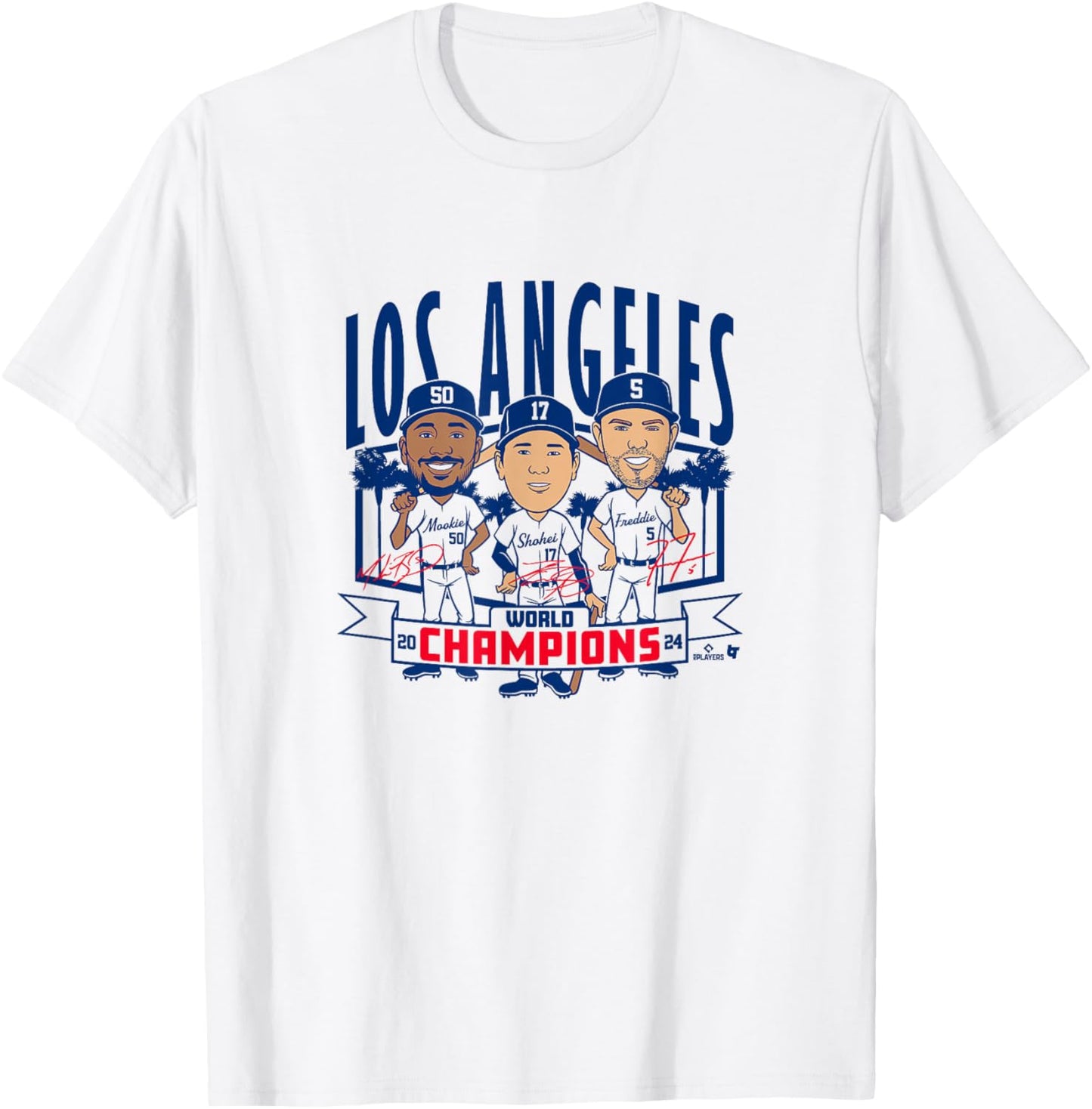 World Champions Caricatures - Los Angeles Baseball T-Shirt - T-Shirt | White