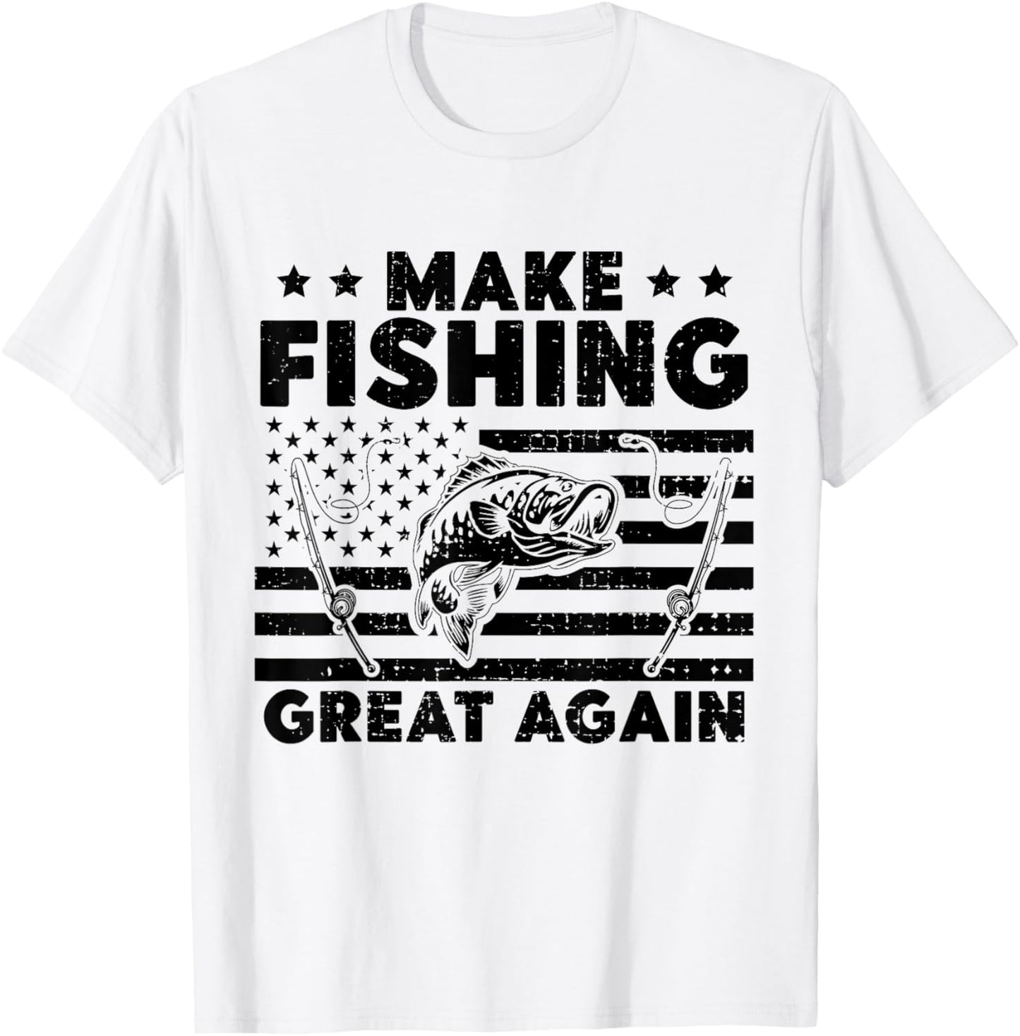 Make Fishing Great Again, Funny Fisherman Trump Gifts T-Shirt - T-Shirt | White