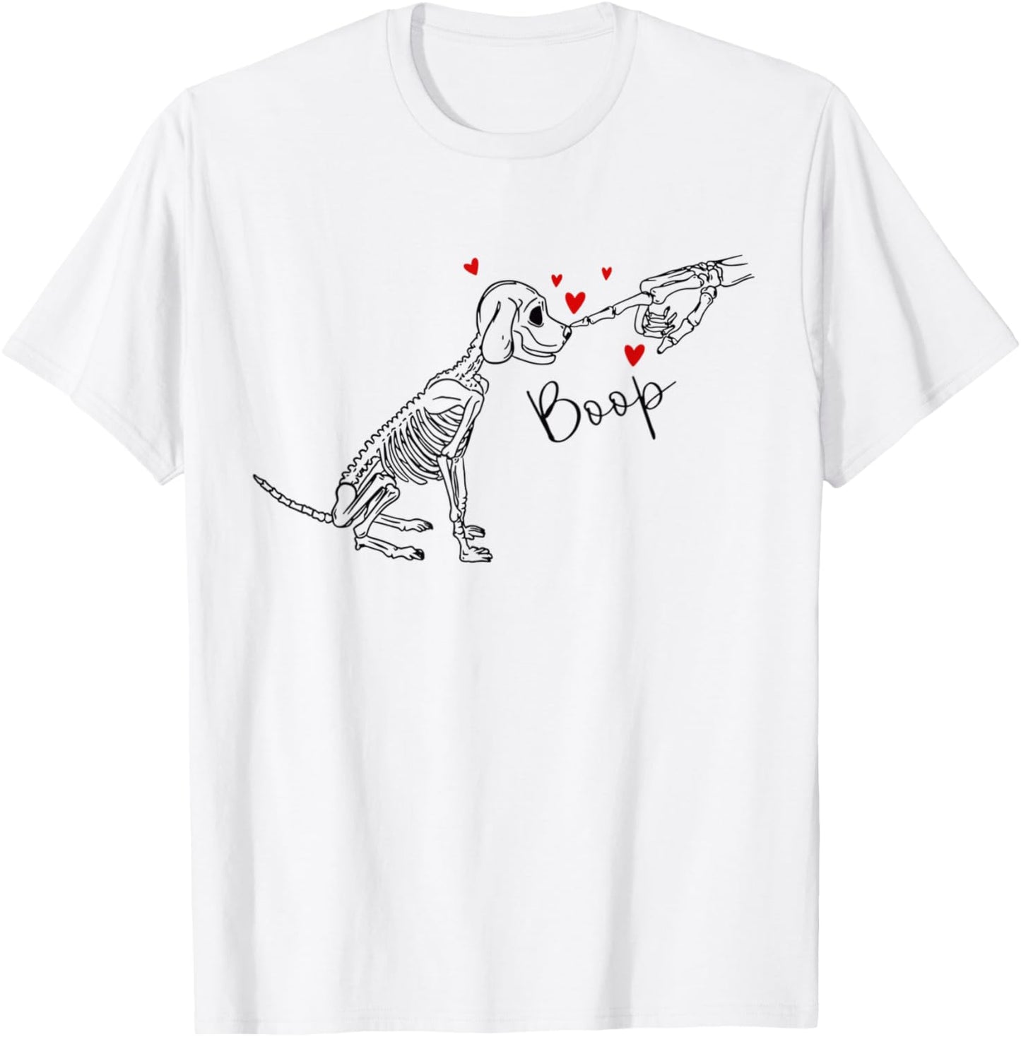 Dog Skeleton Boop Dog Funny Halloween Girl Men Women T-Shirt - T-Shirt | White