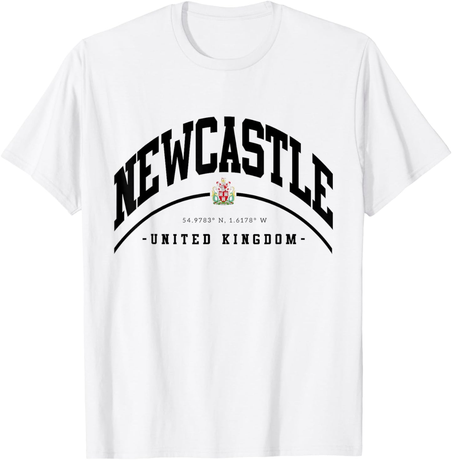 Newcastle United Football Club, White, Small, Short Sleeve, Classic, Casual, Letter Print, , Pull On T-Shirt - T-Shirt | White