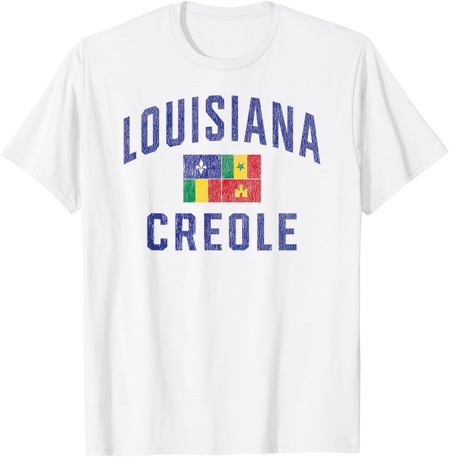 Louisiana Creole Flag Vintage T-Shirt - T-Shirt | White