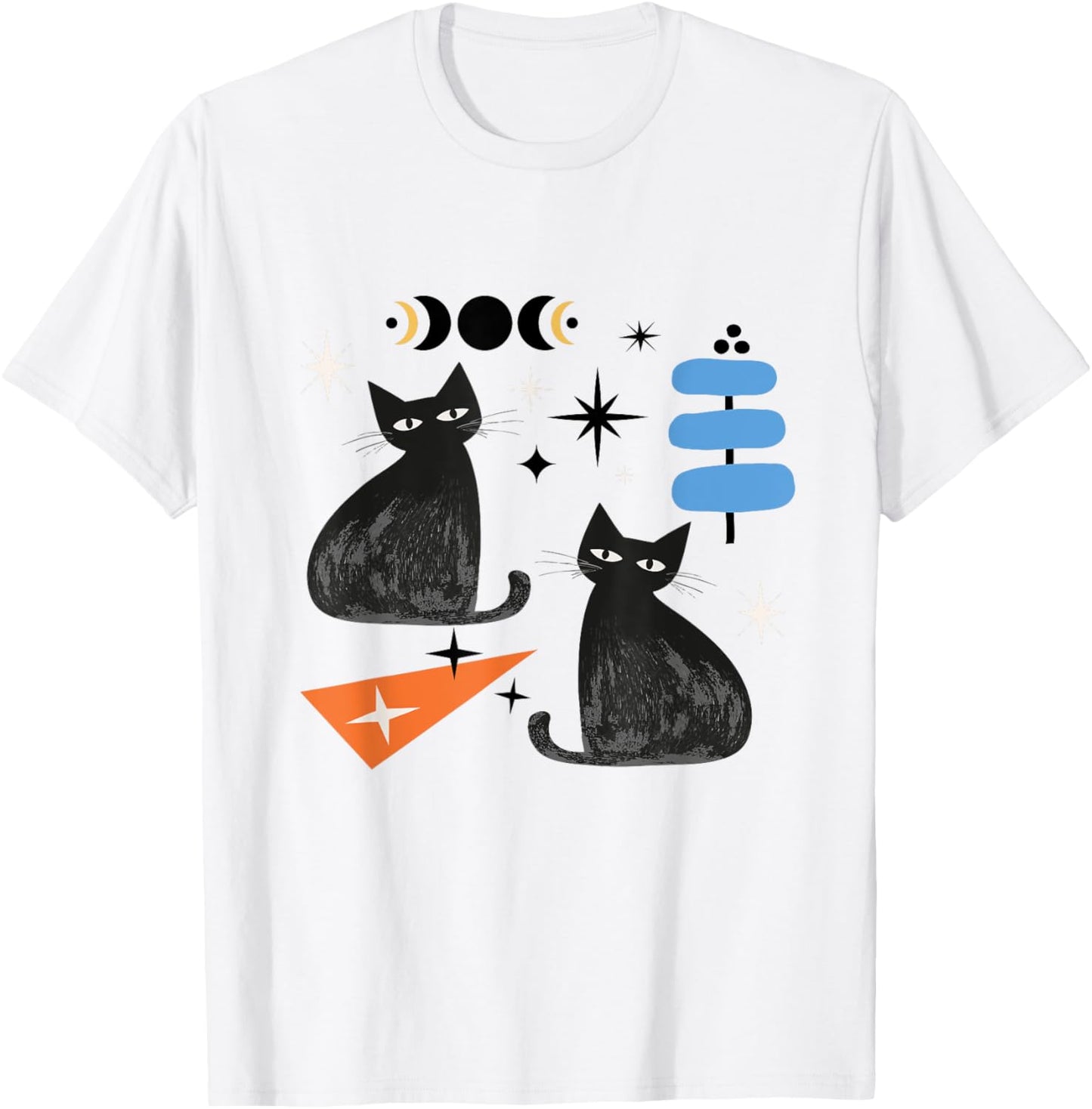 Atomic Age Cat Midcentury Mid Century Retro Space Modern Men Women Kids T-Shirt - T-Shirt | White
