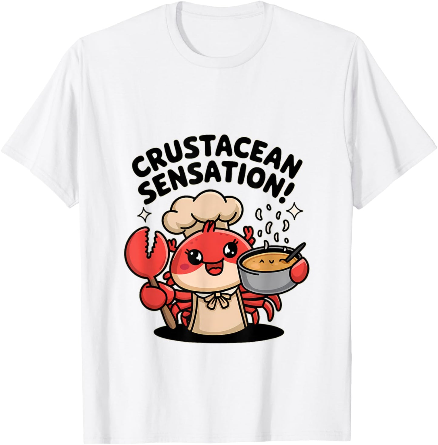 Crustacean Sensation! Chef Crab Kawaii Design T-Shirt - T-Shirt | White