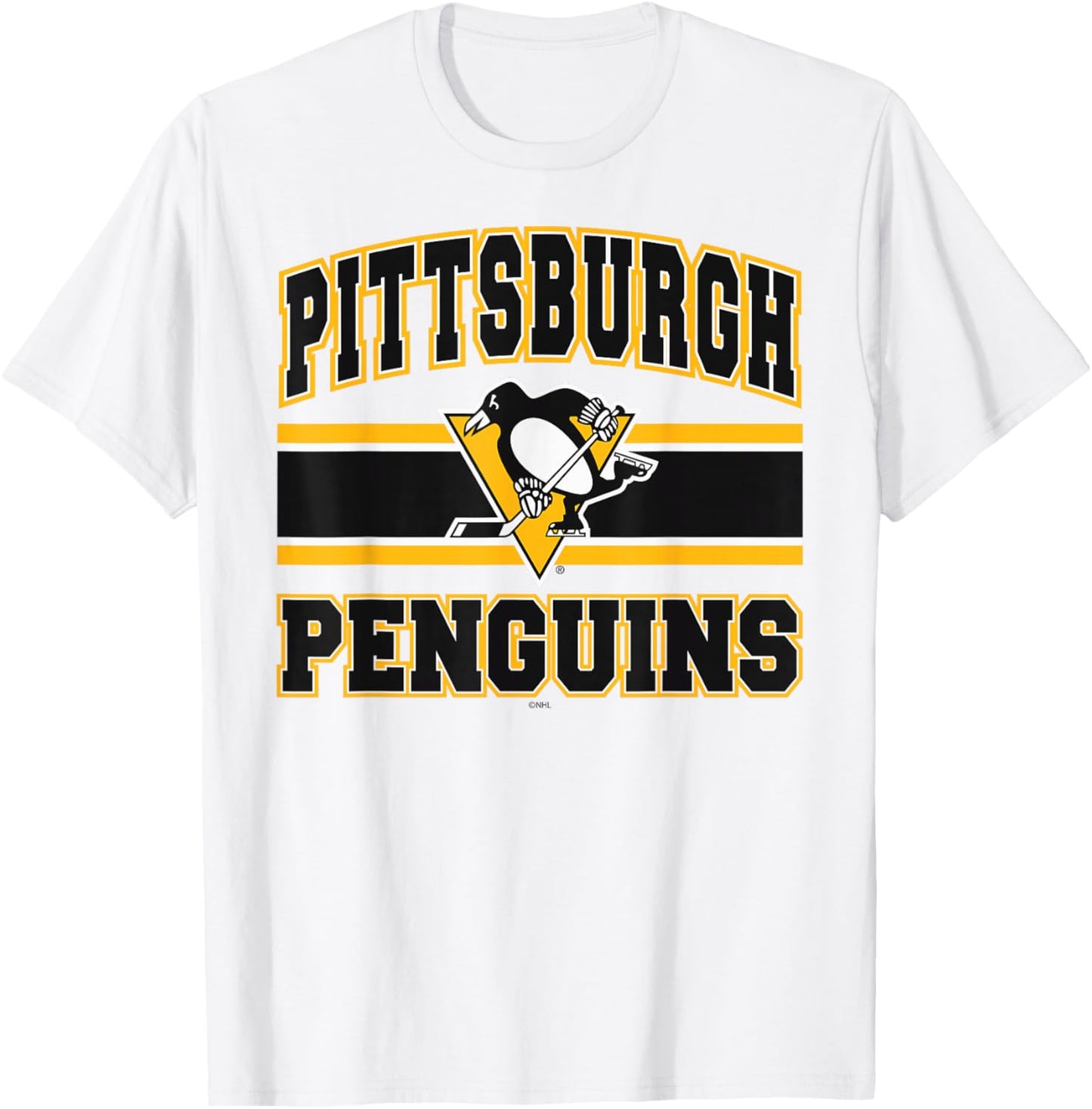 Pittsburgh Penguins Stripe Gray Officially Licensed T-Shirt - T-Shirt | White