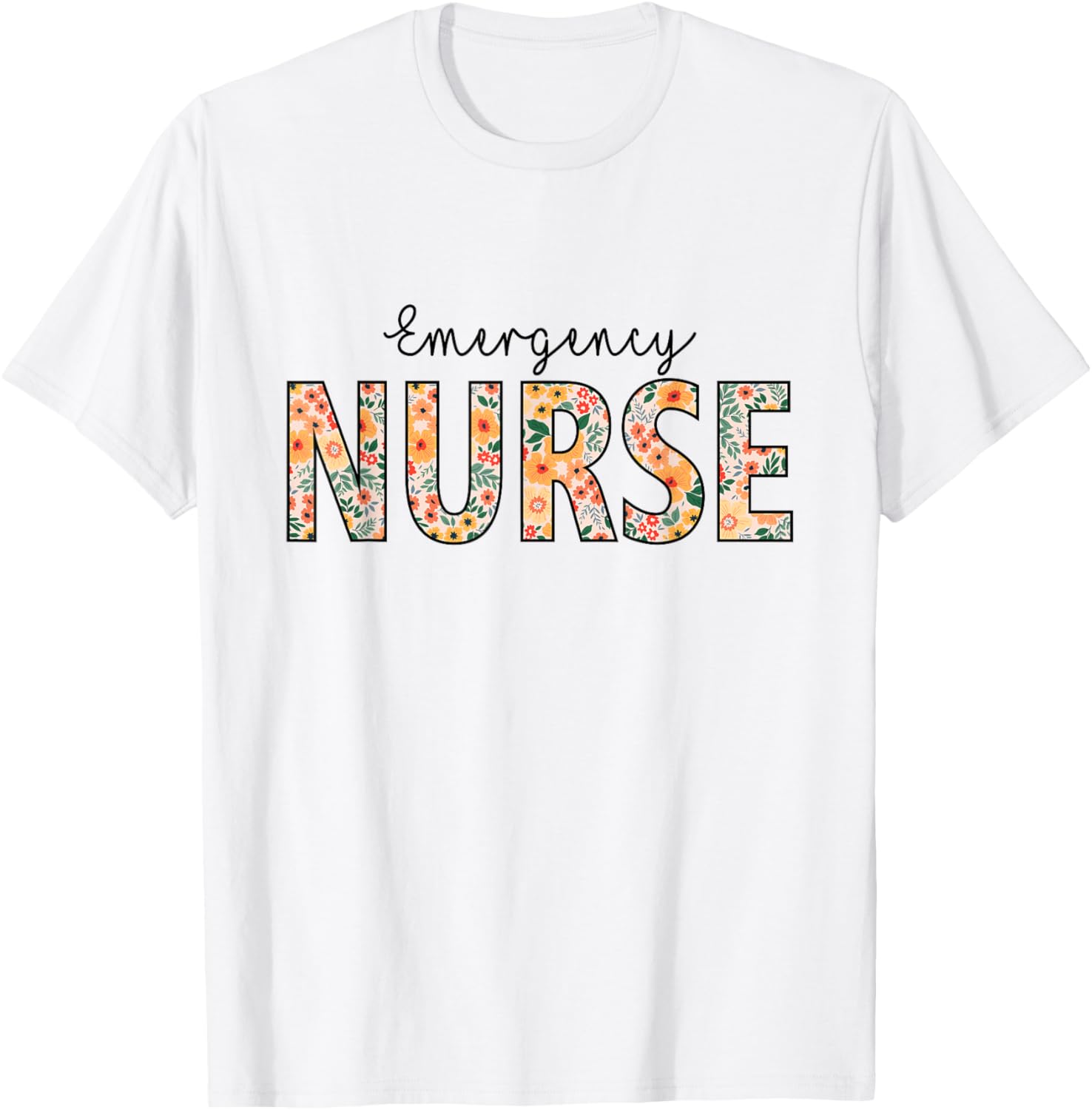 Emergency Department Room ER Nurse Cute Floral ED T-Shirt - T-Shirt | White