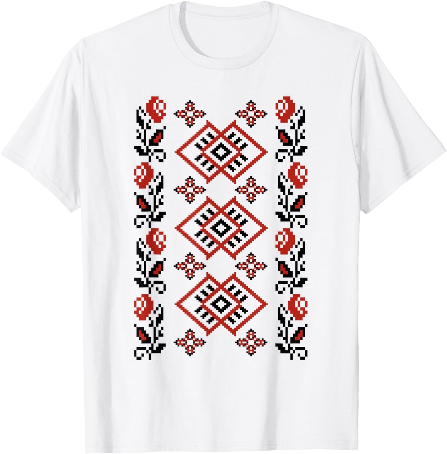 Noi Suntem Romani Traditional Romanian Folk Art Motifs T-Shirt - T-Shirt | White