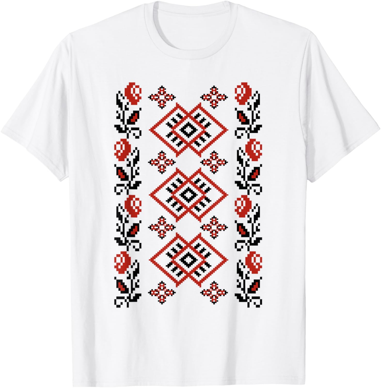 Noi Suntem Romani Traditional Romanian Folk Art Motifs T-Shirt - T-Shirt | White