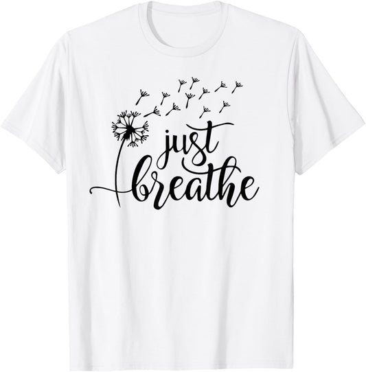 Yellow Mental Health Funny Just Breathe Mental Health T-Shirt - T-Shirt | White