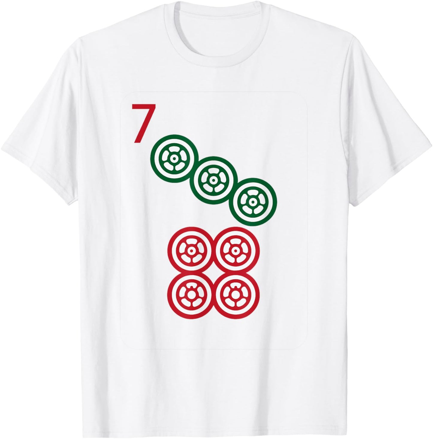 Chinese Mah Jong Dots Pinzu Seven Tile Mahjong Costume T-Shirt - T-Shirt | White