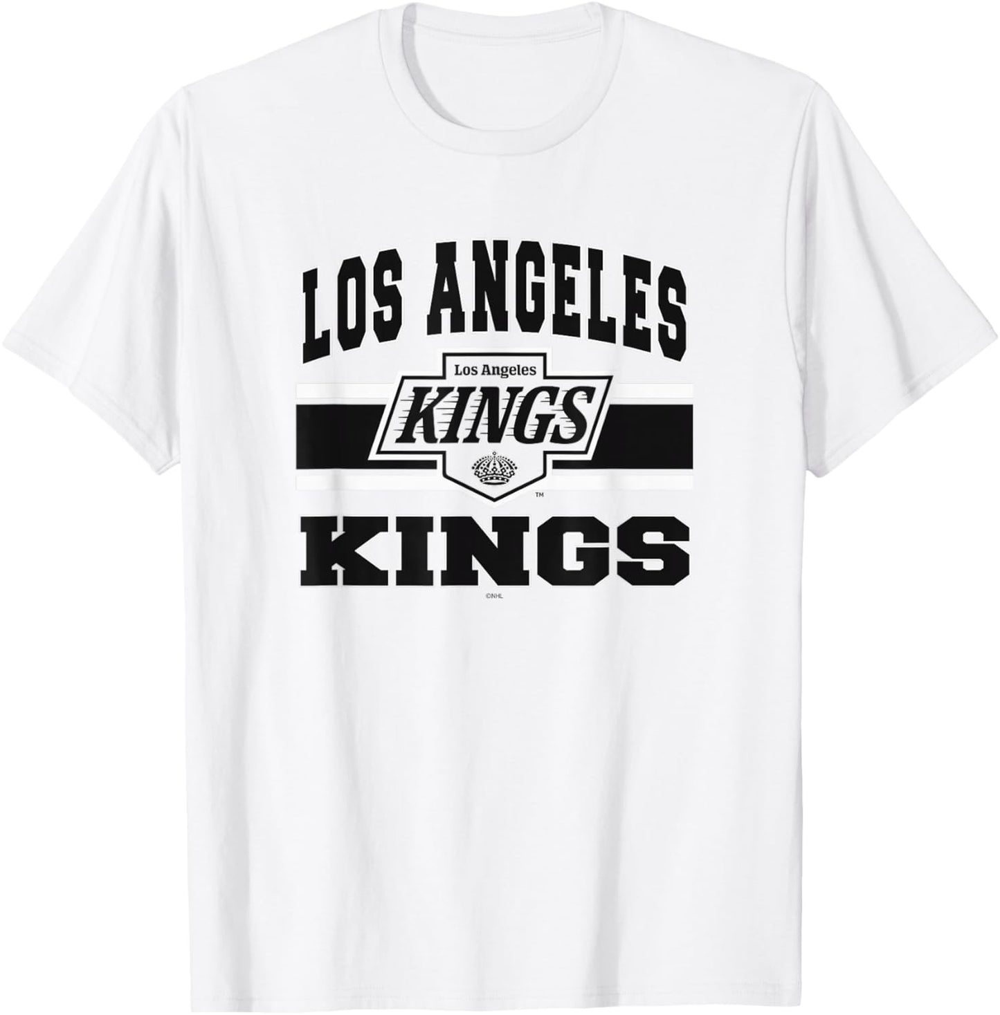 Los Angeles Kings Stripe Gray Officially Licensed T-Shirt - T-Shirt | White