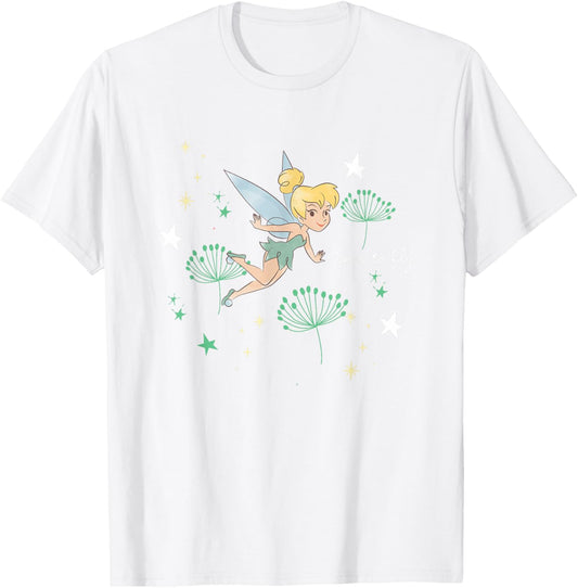 Disney Tinker Bell Born To Fly Magical Fairy Retro Big Logo T-Shirt - T-Shirt | White