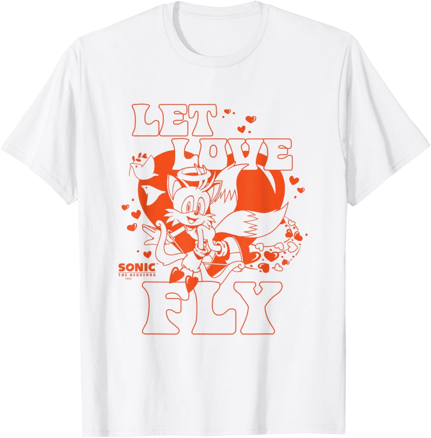 Sonic The Hedgehog Valentine's Day Let Love Fly Vintage Logo T-Shirt - T-Shirt | White