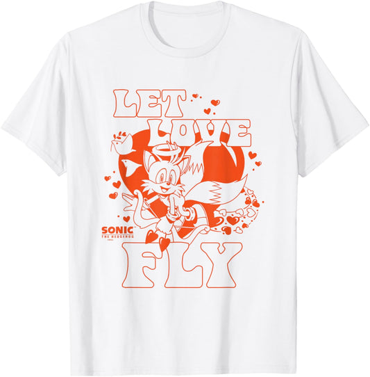 Sonic The Hedgehog Valentine's Day Let Love Fly Vintage Logo T-Shirt - T-Shirt | White