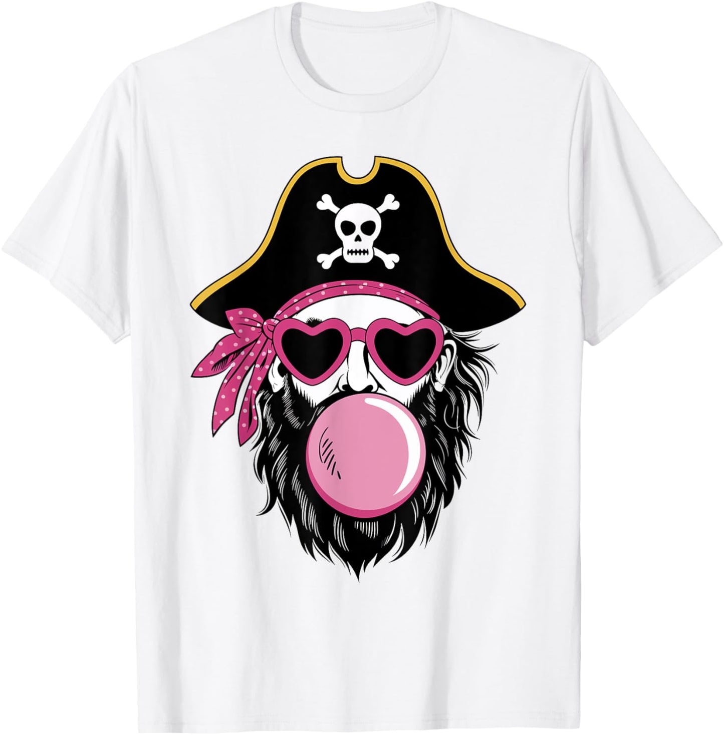 Pirate Blowing Bubble Preppy Pink Mascot Halloween Women T-Shirt - T-Shirt | White