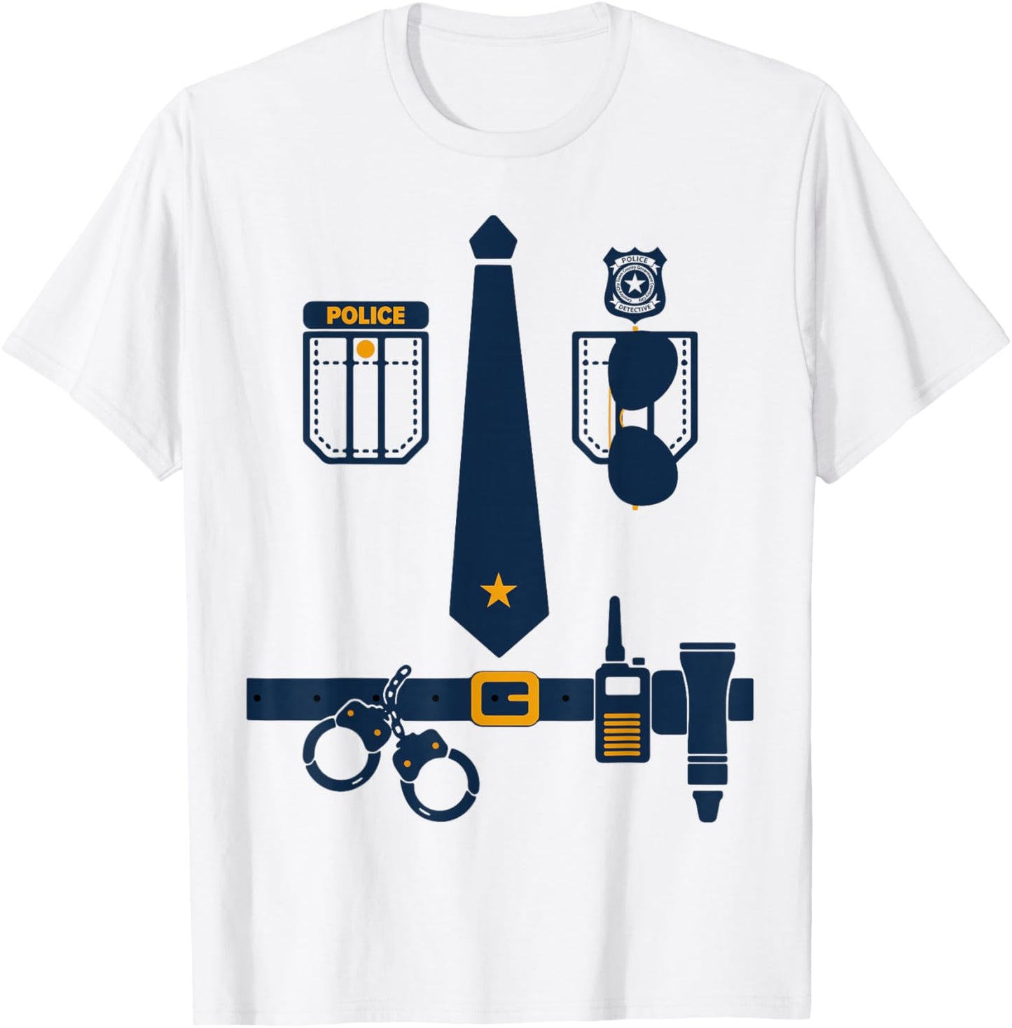 Police Costume Cop Uniform Officer Halloween Women Men Boys T-Shirt - T-Shirt | White