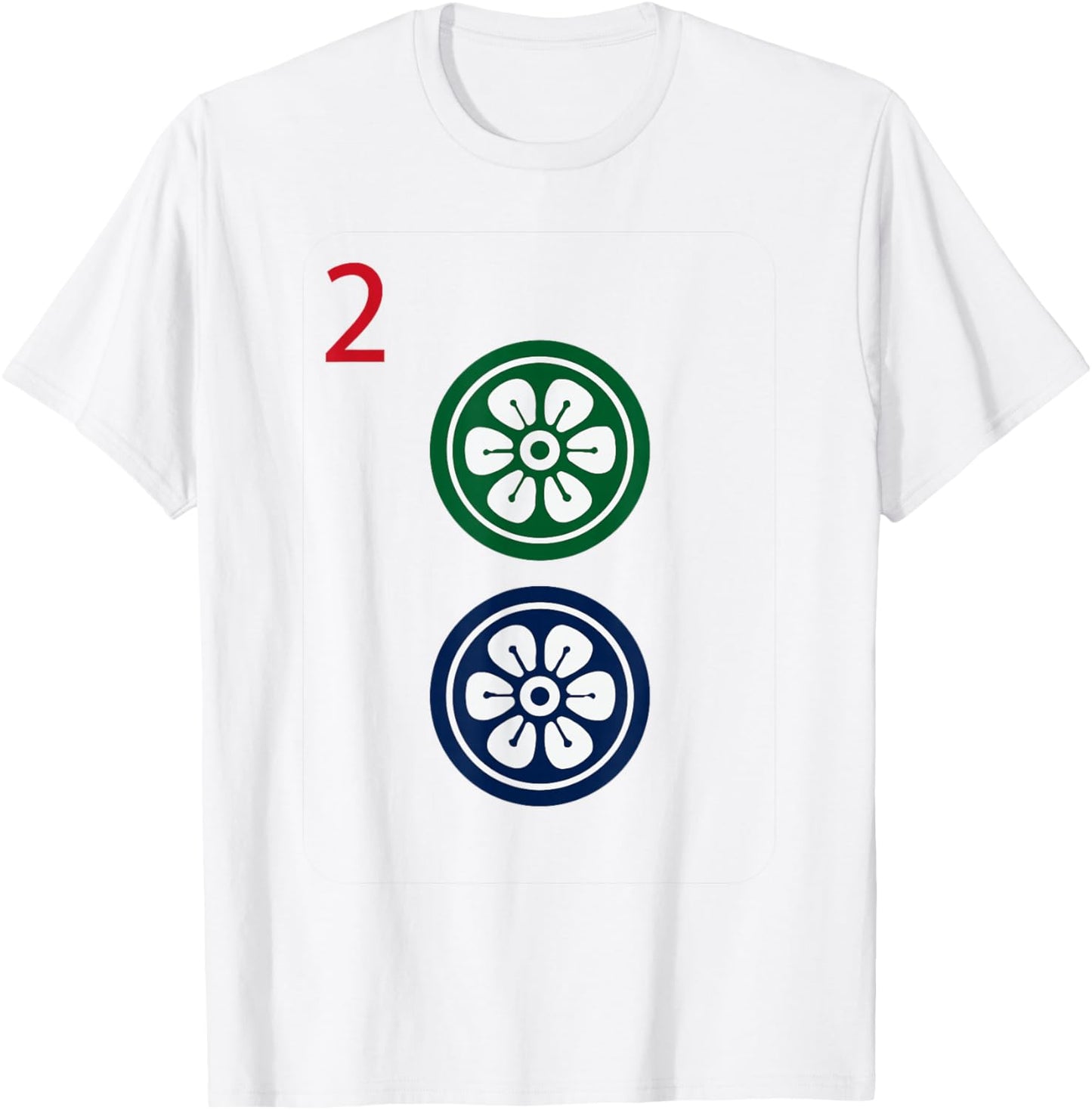 Chinese Mah Jong Dots Pinzu Two Tile Mahjong Costume T-Shirt - T-Shirt | White